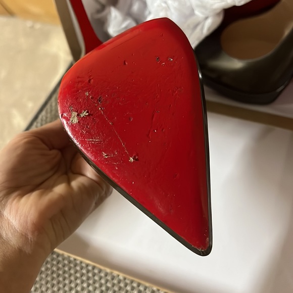 Christian Louboutin Pigalle 120 Plato Pewter/Patent SZ 38 - ONCE WORN (2 hours!) - Picture 7 of 17